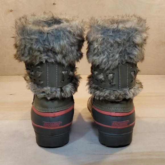 Khombu Womens Pull On Waterproof Rubber And Fur Snow Boots - Picture 6 of 10